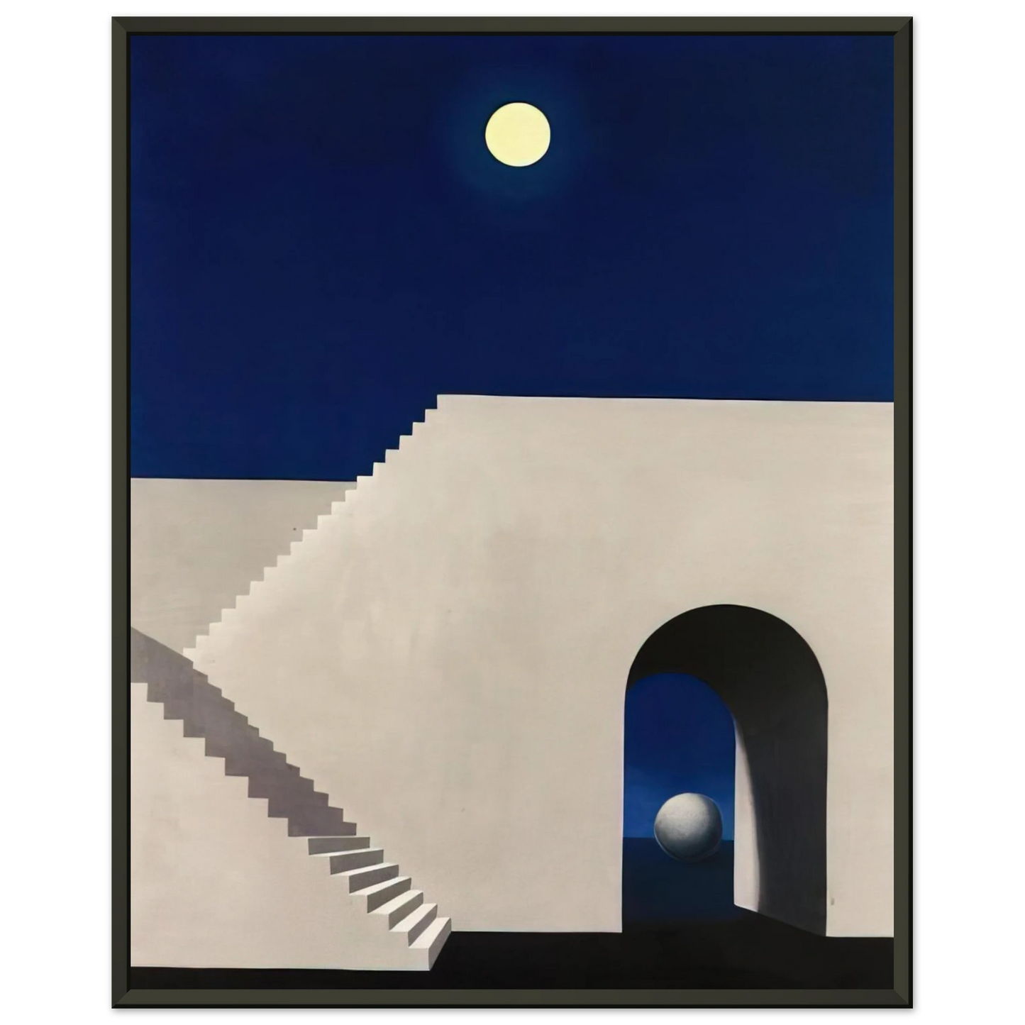 Rene Magritte  ARCHITECTURE AU CLAIR DE LUNE 1956 Framed Art Print  - Aluminum Frame - 60x80 cm / 24x32 inches