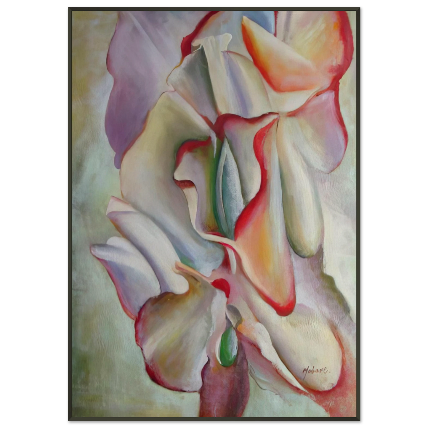 Georgia OKeeffe  Pink Sweet Peas Framed Art Print  - Aluminum Frame - 21x29.7 cm / 8x12"