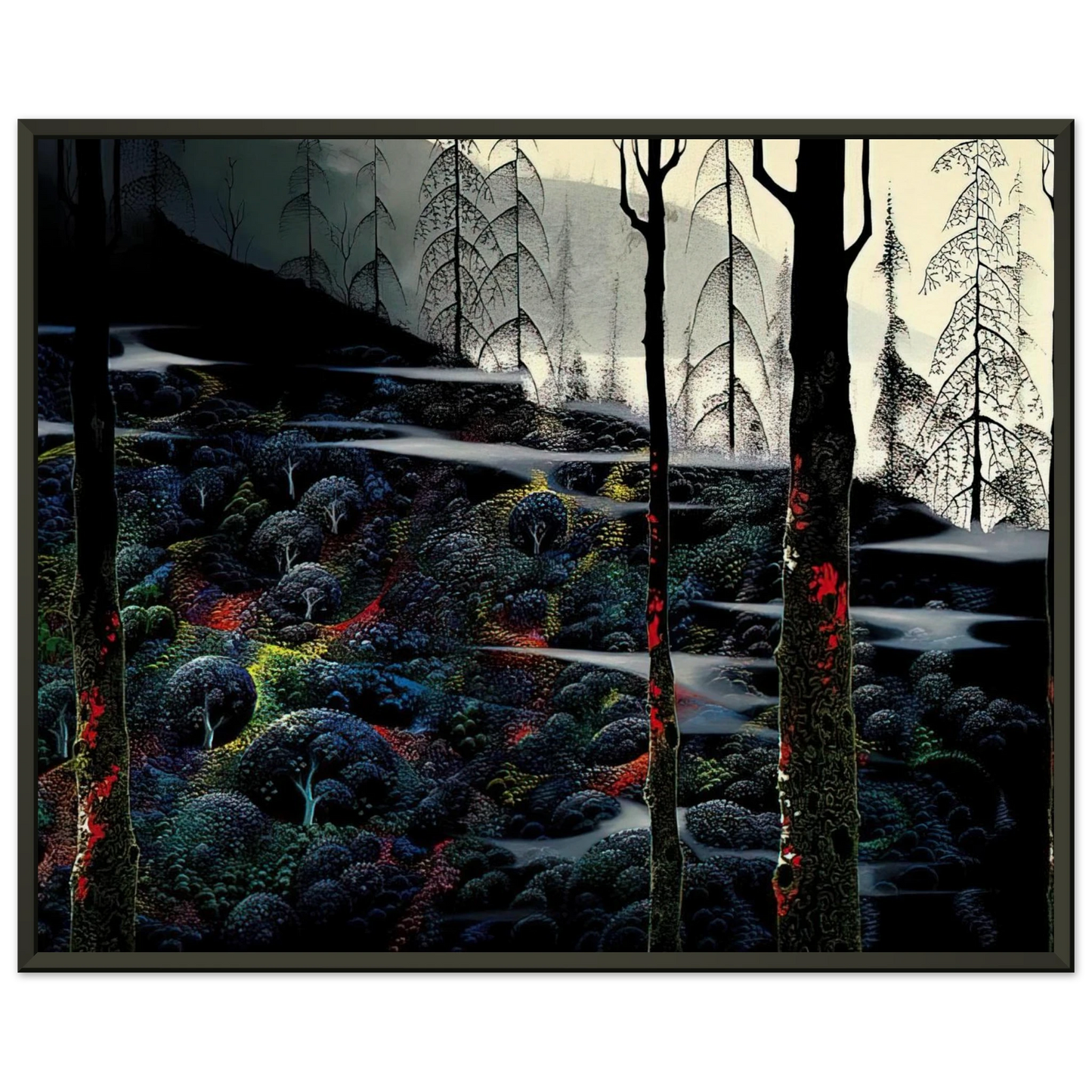 Eyvind Earle  Dawns First Light Framed Art Print  - Aluminum Frame - 60x80 cm / 24x32 inches