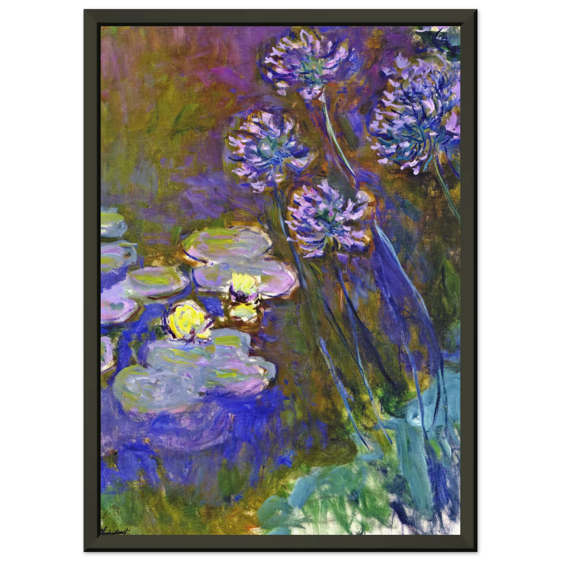 claude monet  Water Lilies and Agapanthus Framed Art Print  - Aluminum Frame - 70x100 cm / 28x40 inches