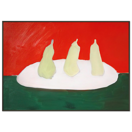 Nicolas de Stael  Nature morte poires fond vert et orange  Art Informel Framed Art Print  - Aluminum Frame - 21x29.7 cm / 8x12"