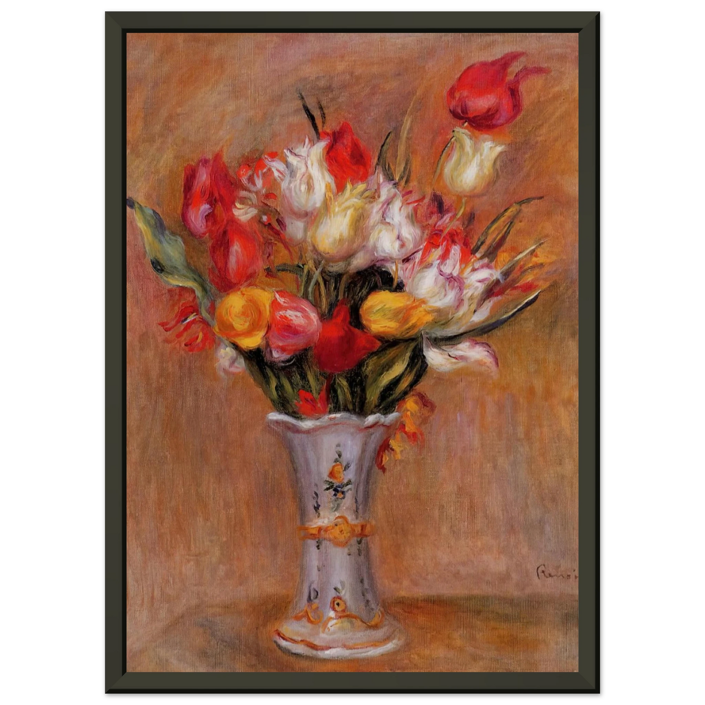PierreAuguste Renoir  Tulips Framed Art Print  - Aluminum Frame - 60x80 cm / 24x32 inches
