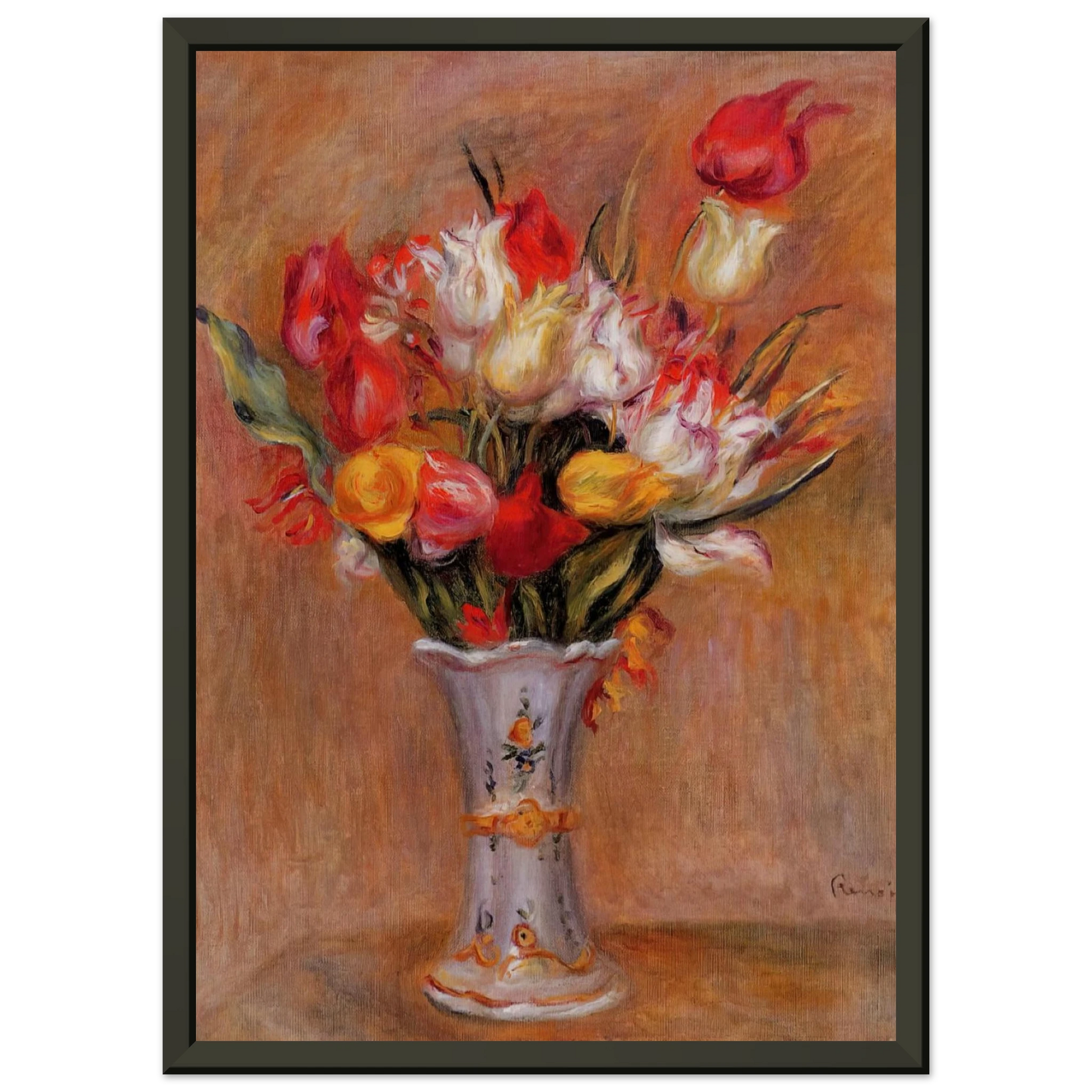 PierreAuguste Renoir  Tulips Framed Art Print  - Aluminum Frame - 60x80 cm / 24x32 inches