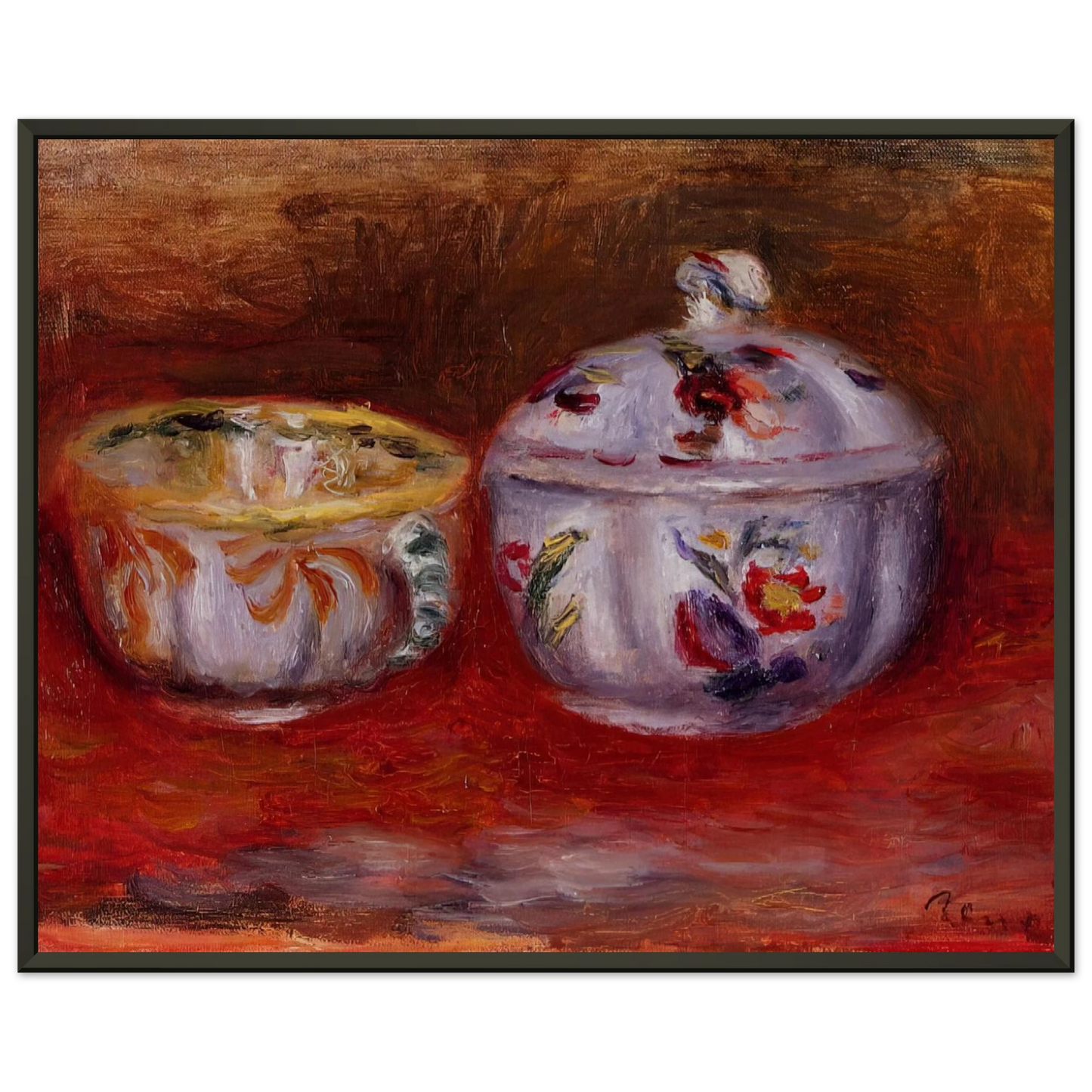 PierreAuguste Renoir  Still Life with Fruit Bowl Framed Art Print  - Aluminum Frame - 40x50 cm / 16x20 inches