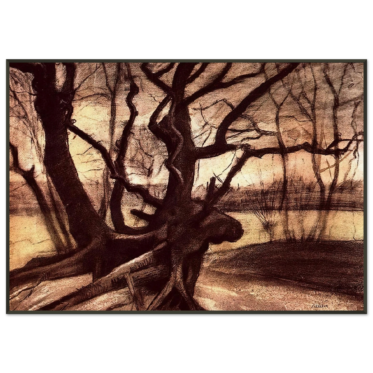 Vincent van Gogh  Study of a Tree Framed Art Print  - Aluminum Frame - 21x29.7 cm / 8x12"