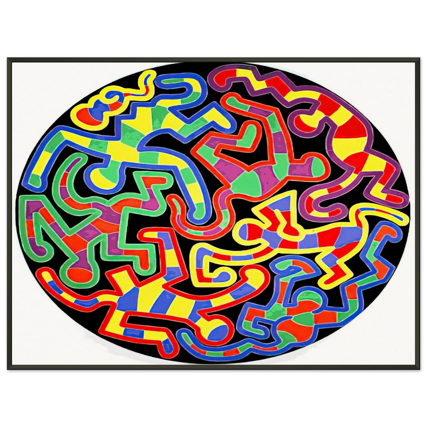 Keith Haring  MONKEY PUZZLE 1988 Framed Art Print  - Aluminum Frame - 40x50 cm / 16x20 inches