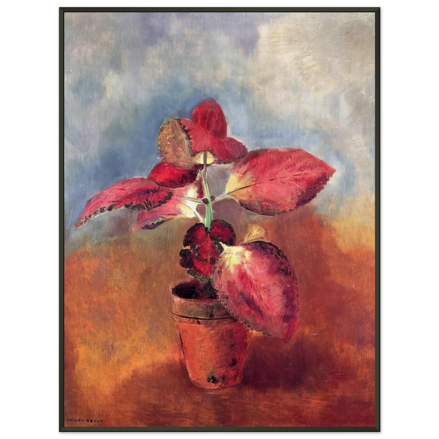 Odilon Redon  BEGONIA IN A POT Framed Art Print  - Aluminum Frame - 40x50 cm / 16x20 inches