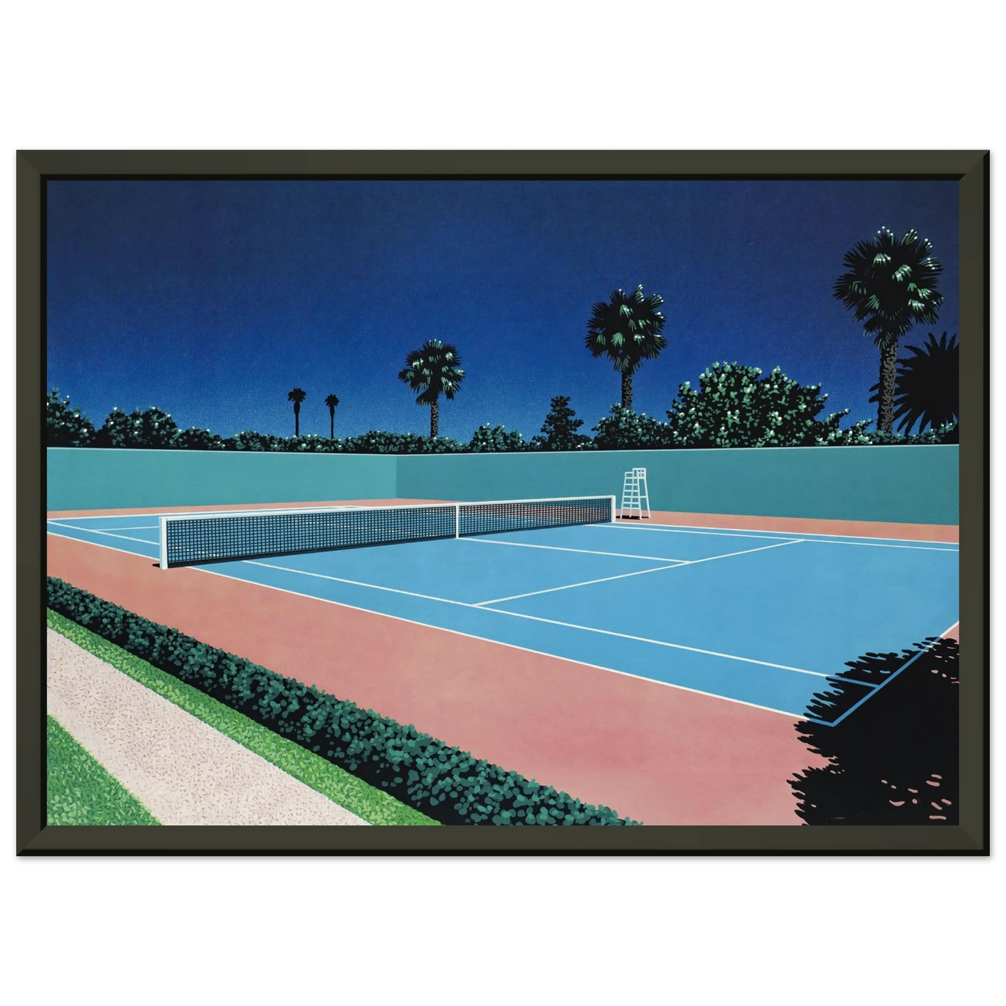 Hiroshi Nagai  Tennis Court Framed Art Print  - Aluminum Frame - 60x80 cm / 24x32 inches