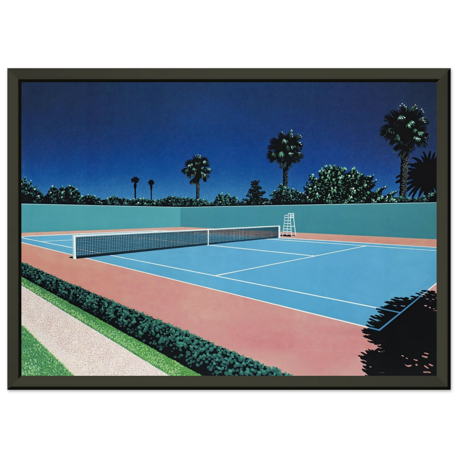 Hiroshi Nagai  Tennis Court Framed Art Print  - Aluminum Frame - 60x80 cm / 24x32 inches