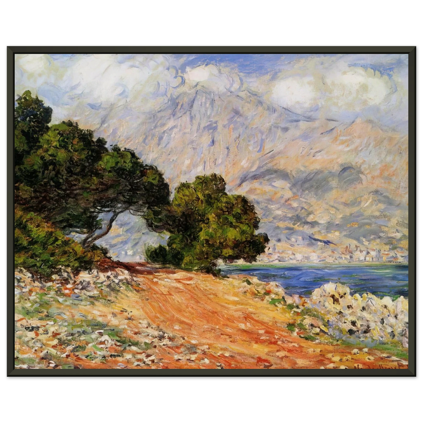 claude monet  Meton Seen from Cap Martin Framed Art Print  - Aluminum Frame - 40x50 cm / 16x20 inches