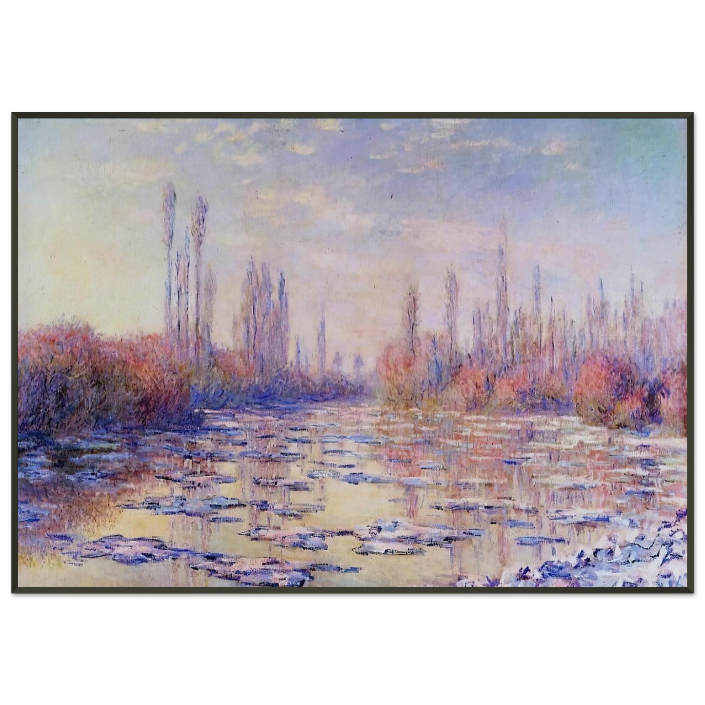 claude monet  Floating Ice on the Seine Framed Art Print  - Aluminum Frame - 21x29.7 cm / 8x12"