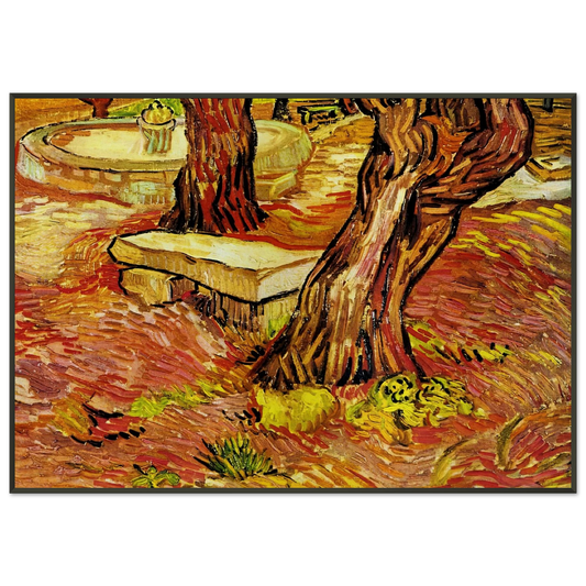Vincent van Gogh  The Stone Bench in the Garden at SaintPaul Hospital Framed Art Print  - Aluminum Frame - 21x29.7 cm / 8x12"