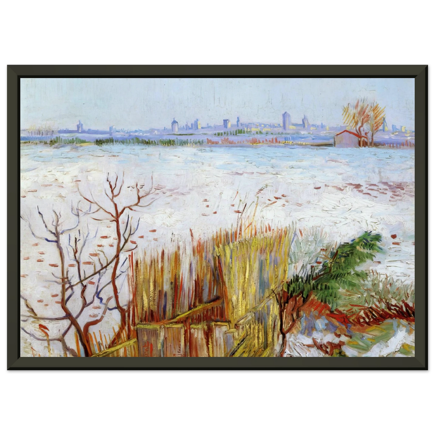Vincent van Gogh  Snowy Landscape with Arles in the Background Framed Art Print  - Aluminum Frame - 60x80 cm / 24x32 inches