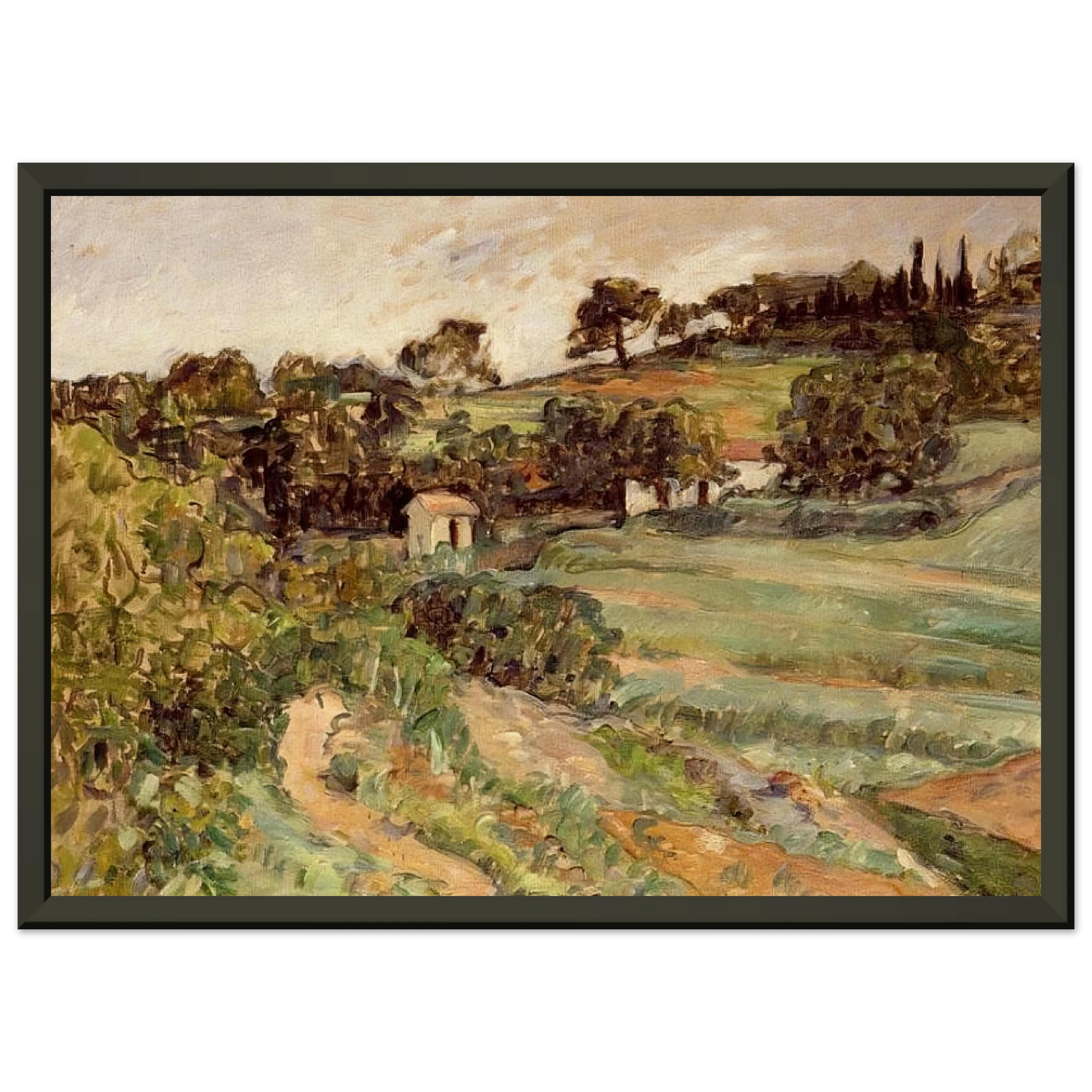 Paul Cezanne  Landscape in Provence Framed Art Print  - Aluminum Frame - 70x100 cm / 28x40 inches