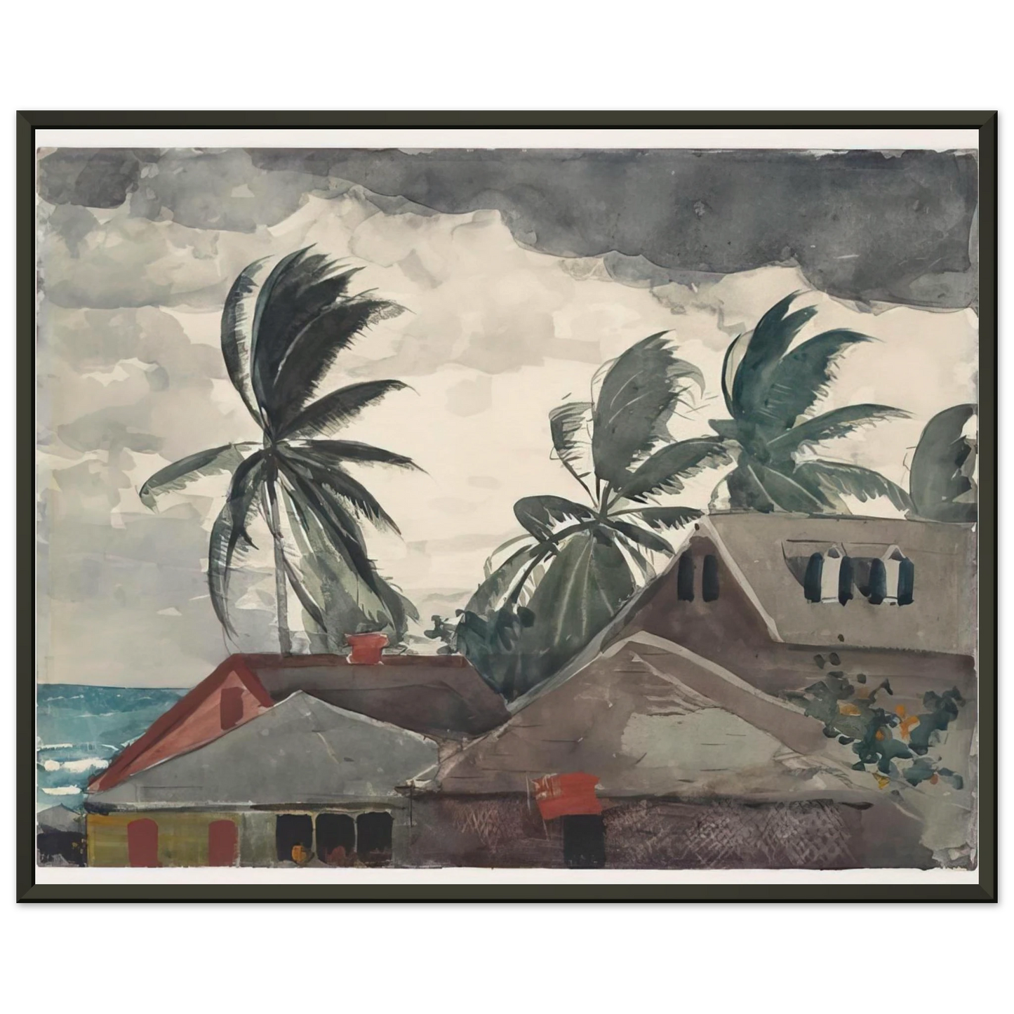 Winslow Homer  HURRICANE BAHAMAS 1898 Framed Art Print  - Aluminum Frame - 60x80 cm / 24x32 inches