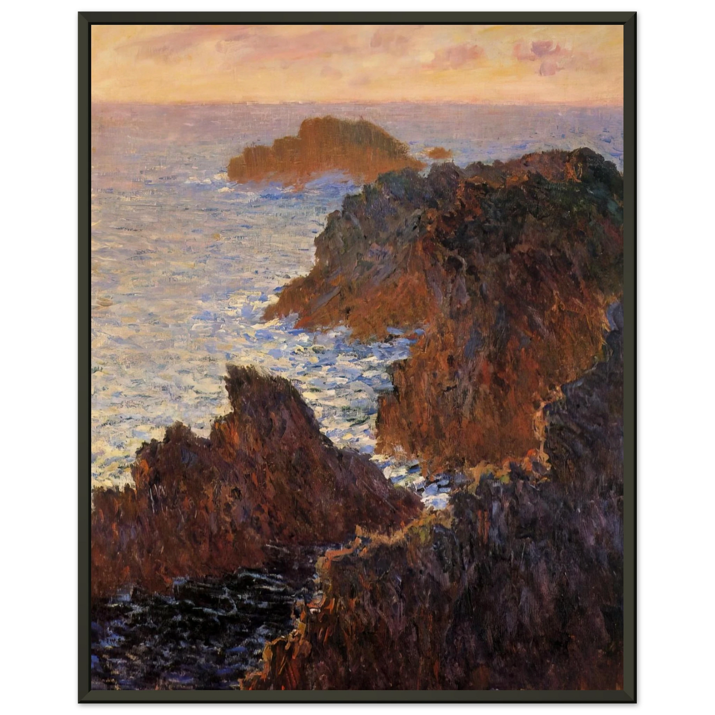 claude monet  Rocks at BelleIle PortDomois Framed Art Print  - Aluminum Frame - 60x80 cm / 24x32 inches