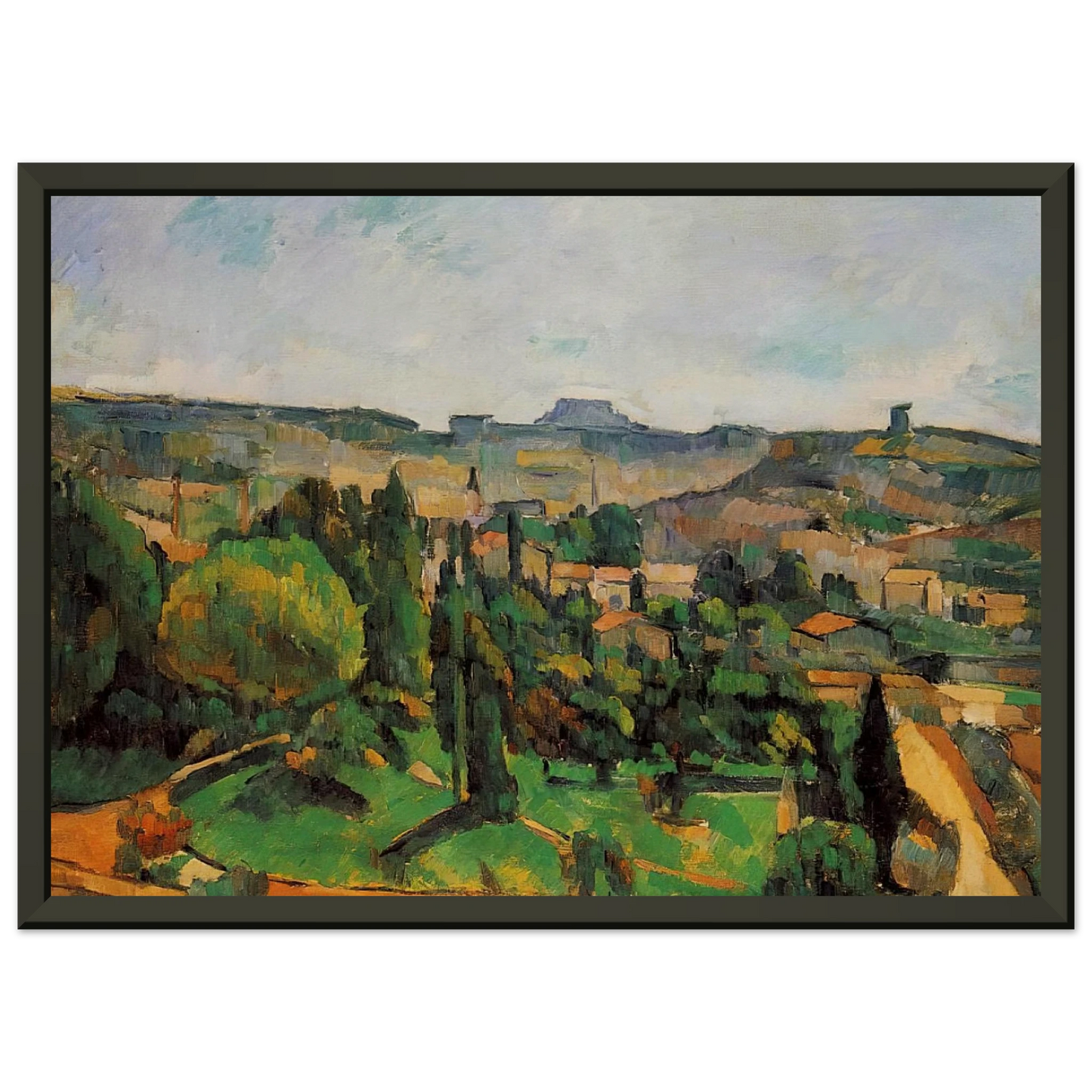Paul Cezanne  Ile de France Landscape Framed Art Print  - Aluminum Frame - 70x100 cm / 28x40 inches