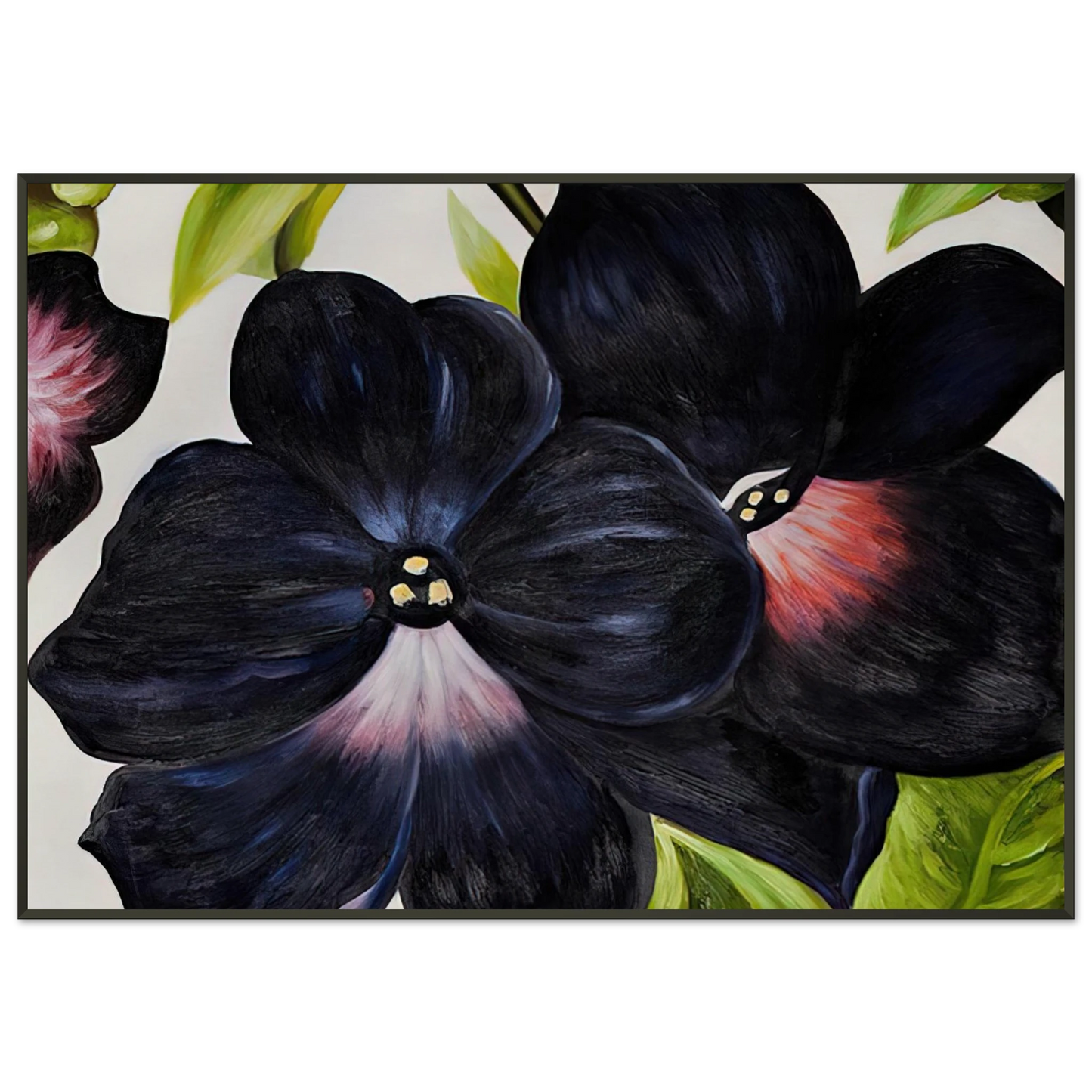 Georgia OKeeffe  Black and Purple Petunias Framed Art Print  - Aluminum Frame - 21x29.7 cm / 8x12"