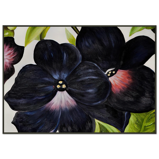 Georgia OKeeffe  Black and Purple Petunias Framed Art Print  - Aluminum Frame - 21x29.7 cm / 8x12"