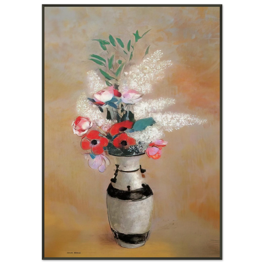 Odilon Redon  BOUQUET WITH WHITE LILIES IN A JAPANESE VASE Framed Art Print  - Aluminum Frame - 21x29.7 cm / 8x12"