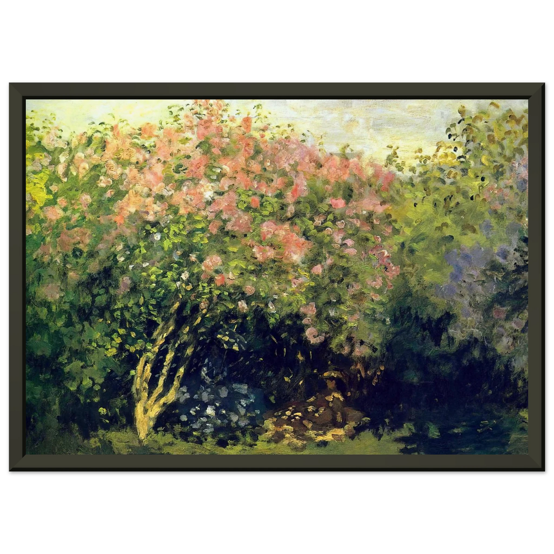 claude monet  Lilacs in the Sun Framed Art Print  - Aluminum Frame - 70x100 cm / 28x40 inches