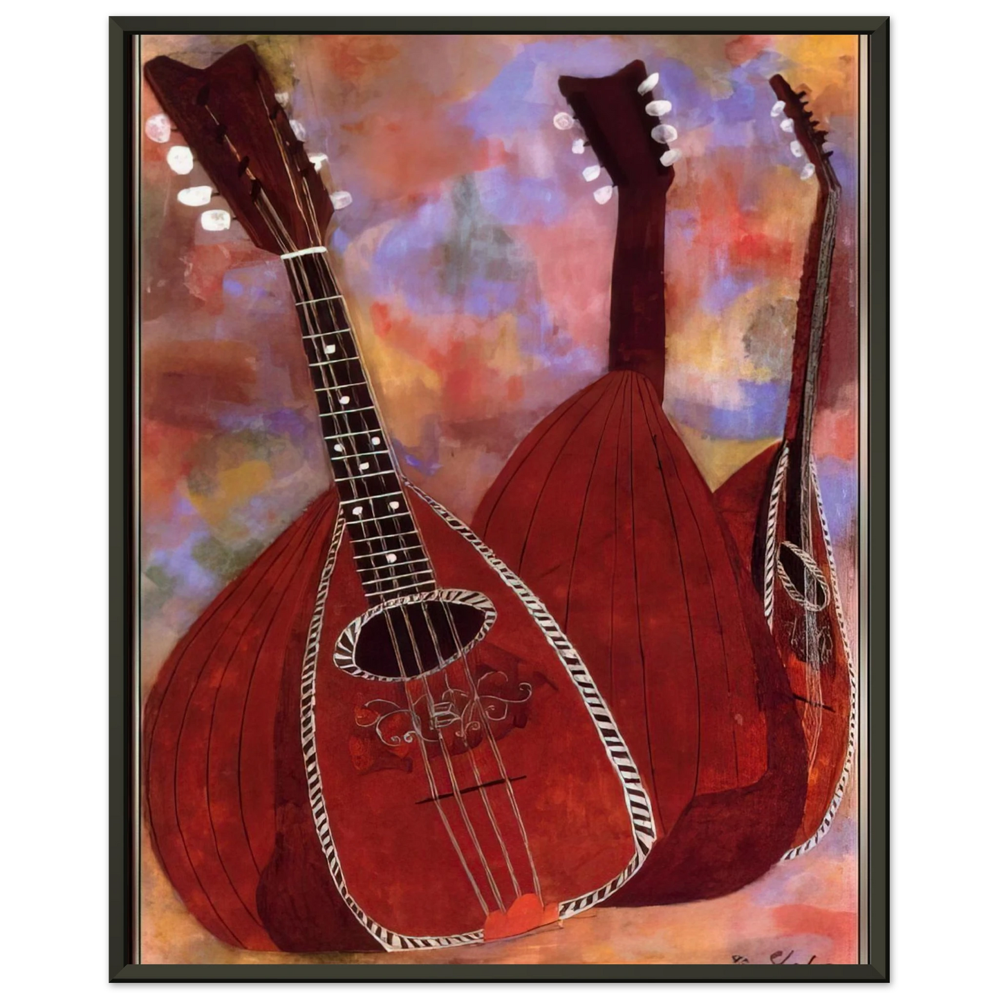 Ben Shahn  THREE LUTES Framed Art Print  - Aluminum Frame - 40x50 cm / 16x20 inches