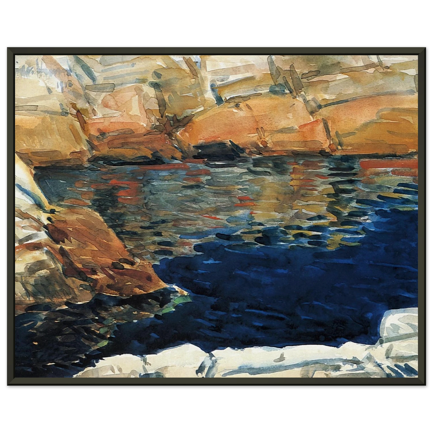Childe Hassam  Looking into Beryl Pool Framed Art Print  - Aluminum Frame - 40x50 cm / 16x20 inches