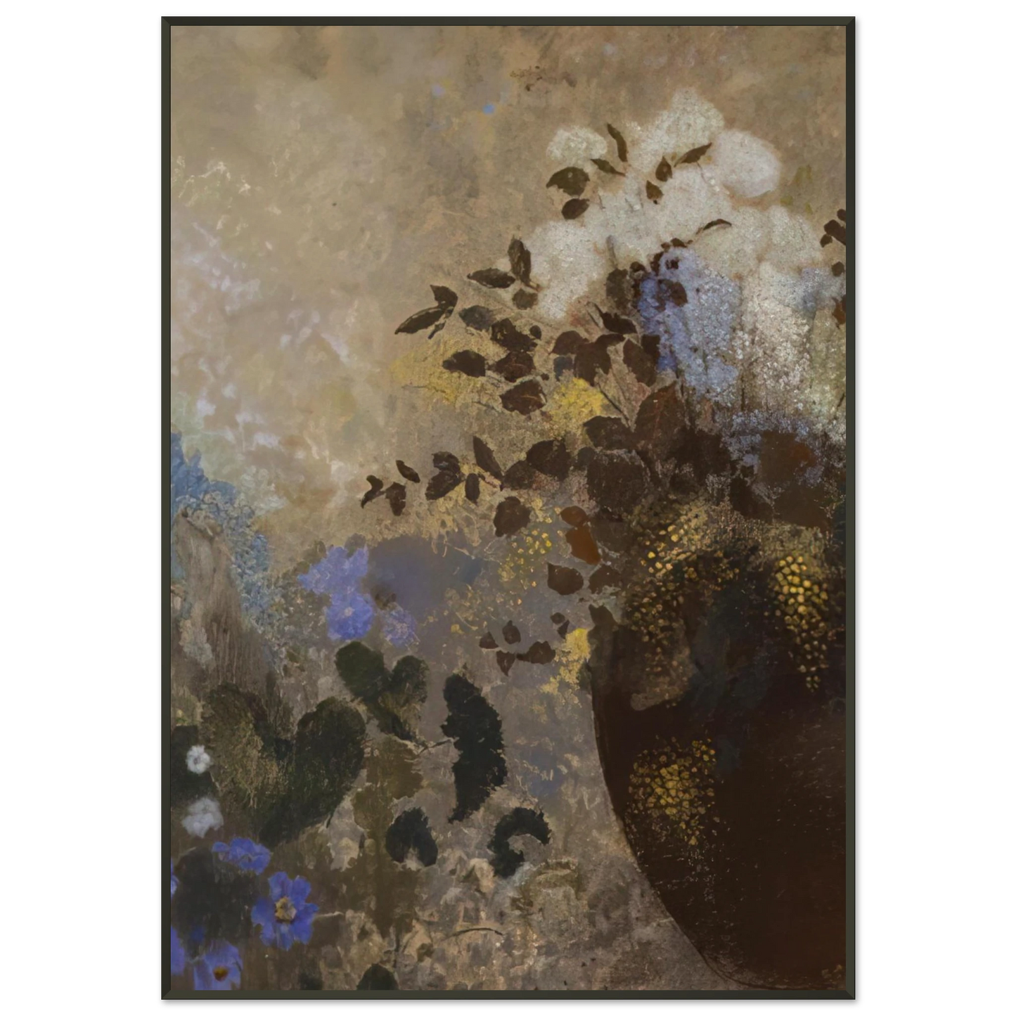 Odilon Redon  FLOWERS IN A BLACK VASE Framed Art Print  - Aluminum Frame - 21x29.7 cm / 8x12"