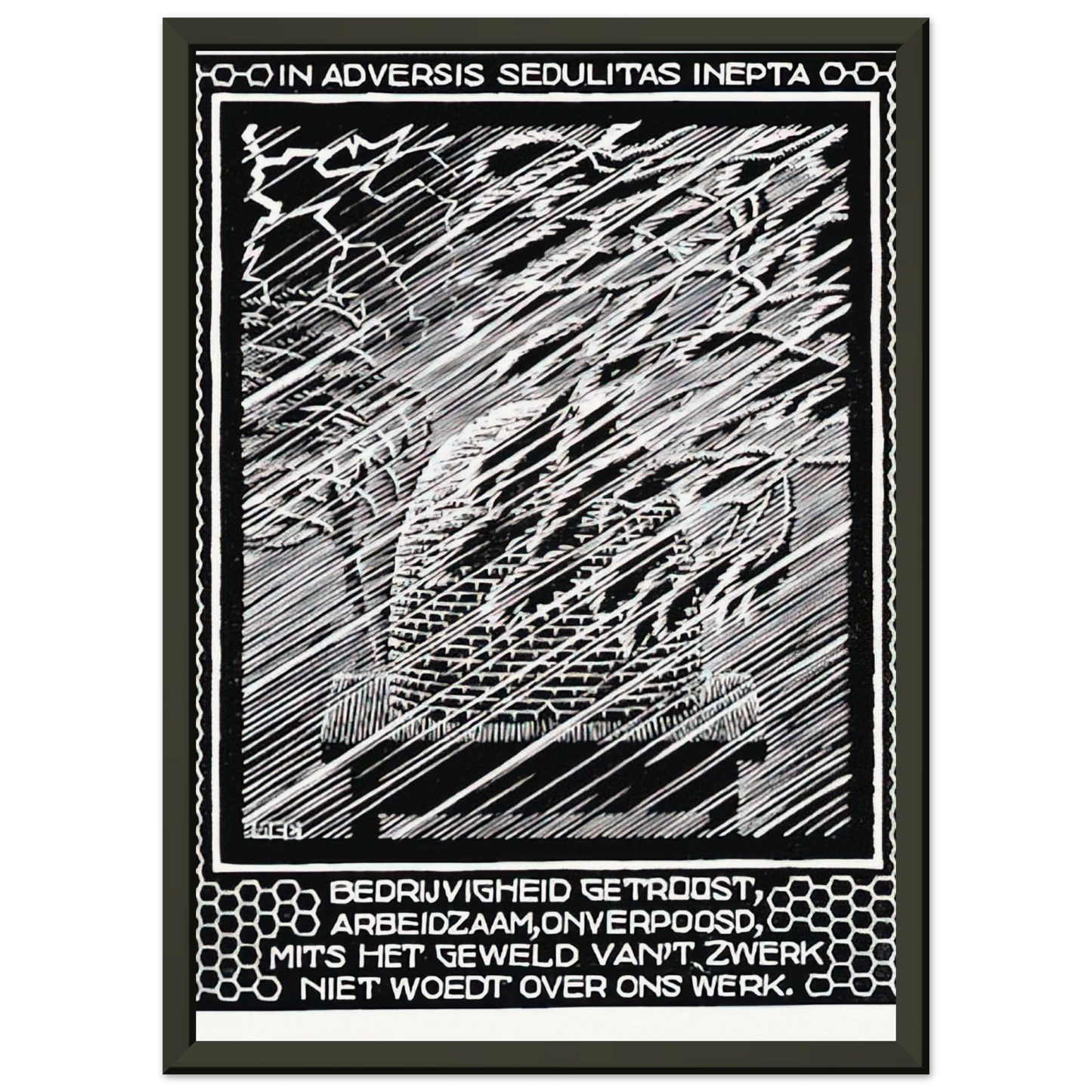 MC Escher  EMBLEMATA BEEHIVE Framed Art Print  - Aluminum Frame - 60x80 cm / 24x32 inches