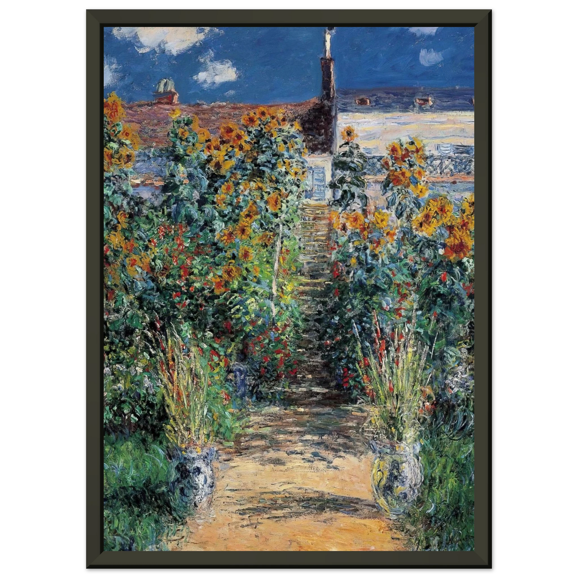 claude monet  The Garden at Vetheuil Framed Art Print  - Aluminum Frame - 60x80 cm / 24x32 inches