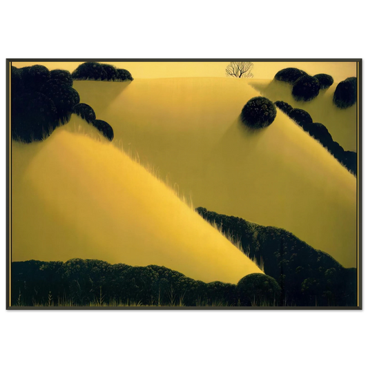 Eyvind Earle  Golden Hills Framed Art Print  - Aluminum Frame - 21x29.7 cm / 8x12"