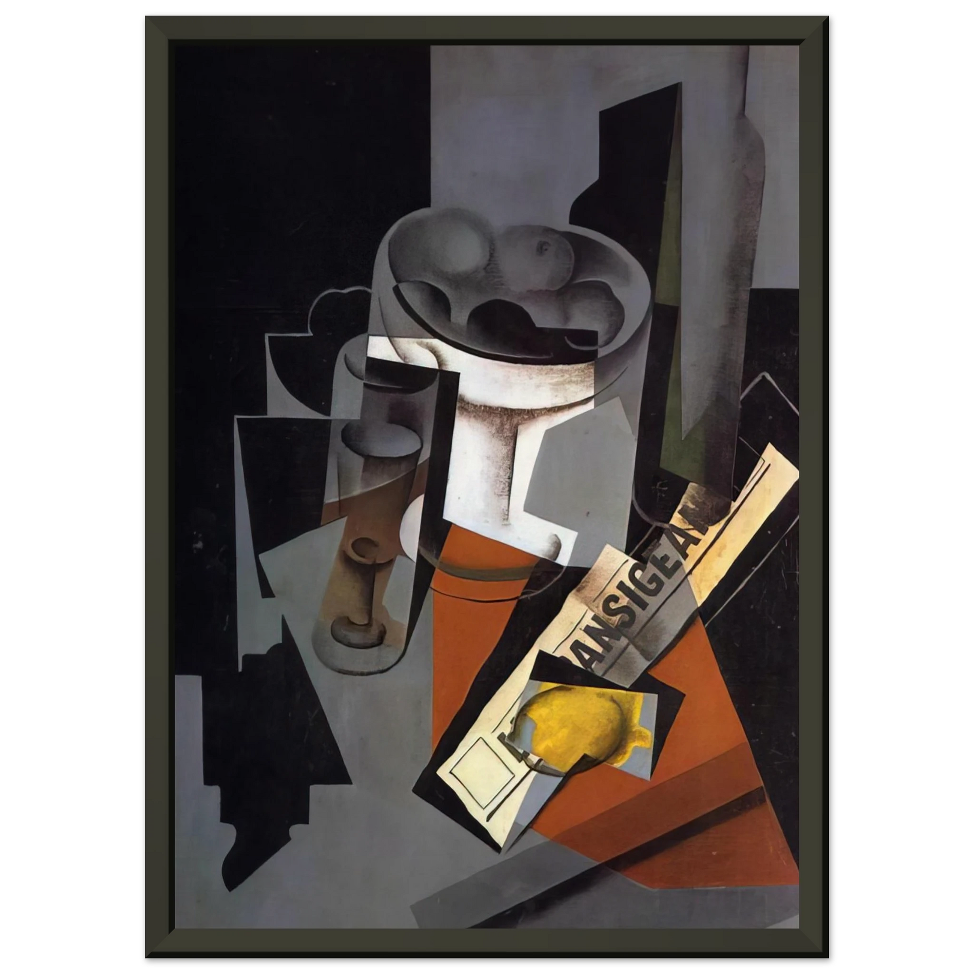 Juan Gris  STILL LIFE WITH NEWSPAPER 1916 1 Framed Art Print  - Aluminum Frame - 40x50 cm / 16x20 inches