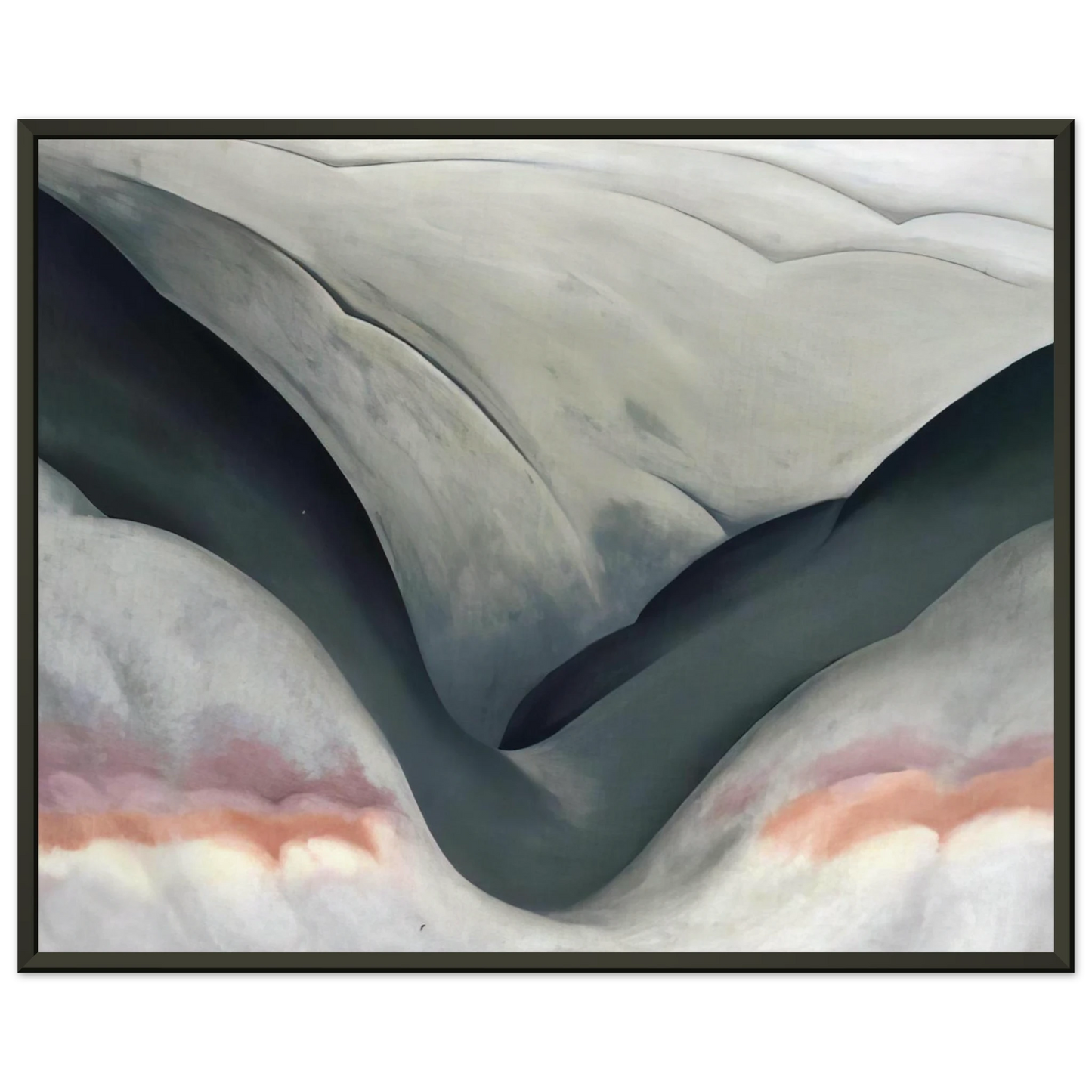 Georgia OKeeffe  Black Place Grey and Pink Framed Art Print  - Aluminum Frame - 40x50 cm / 16x20 inches