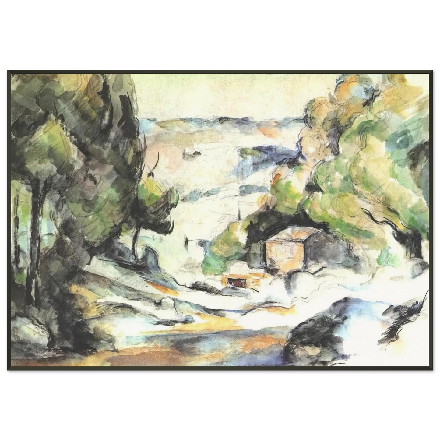 Paul Cezanne  Landscape in the Provence Framed Art Print  - Aluminum Frame - 21x29.7 cm / 8x12"