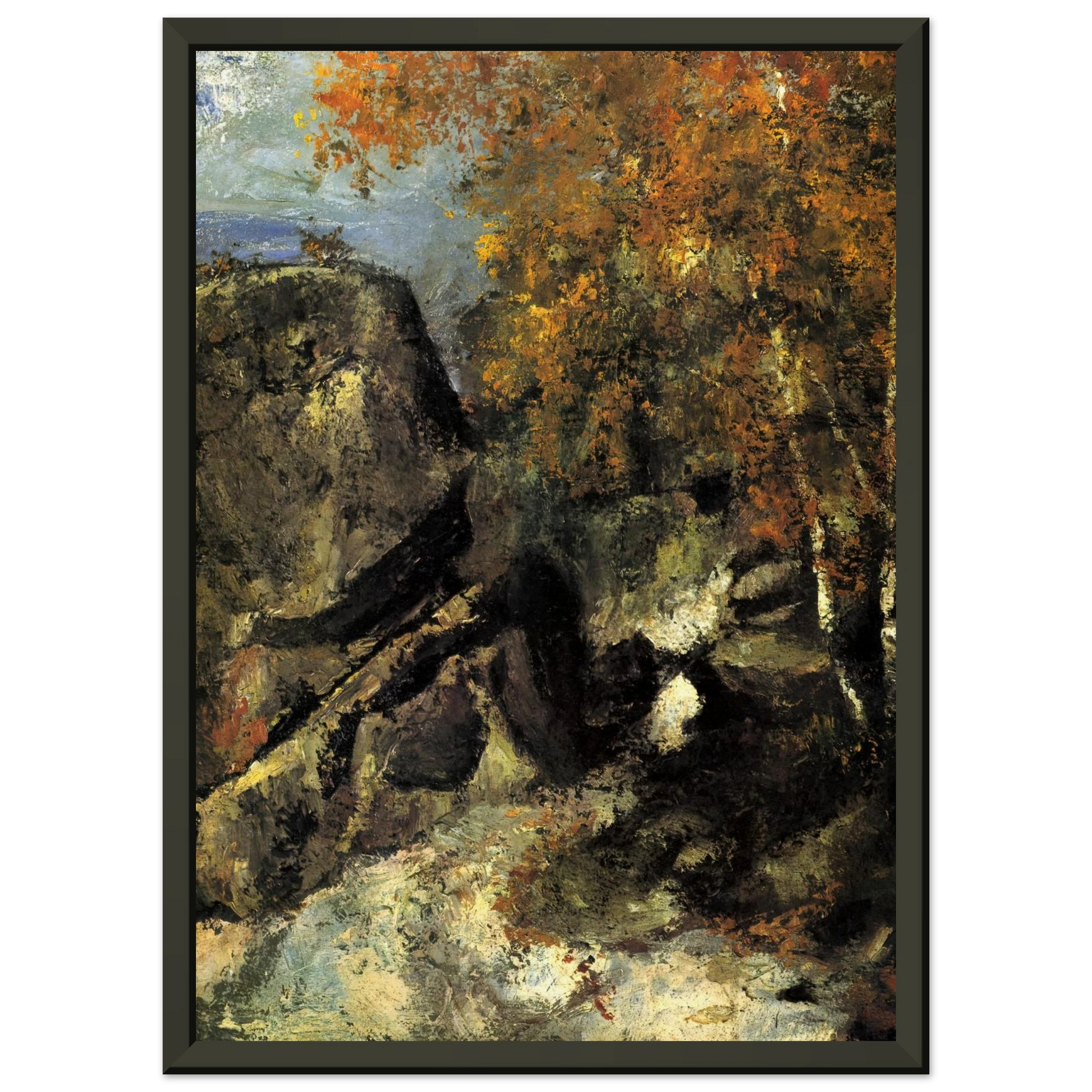 Paul Cezanne  Rock in the Forest of Fontainbleau Framed Art Print  - Aluminum Frame - 40x50 cm / 16x20 inches