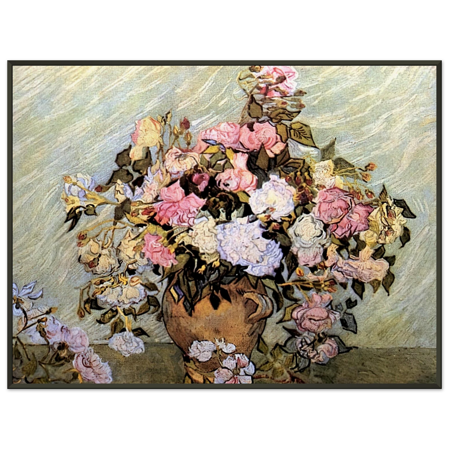 Vincent van Gogh  Still Life Vase with Roses Framed Art Print  - Aluminum Frame - 60x80 cm / 24x32 inches