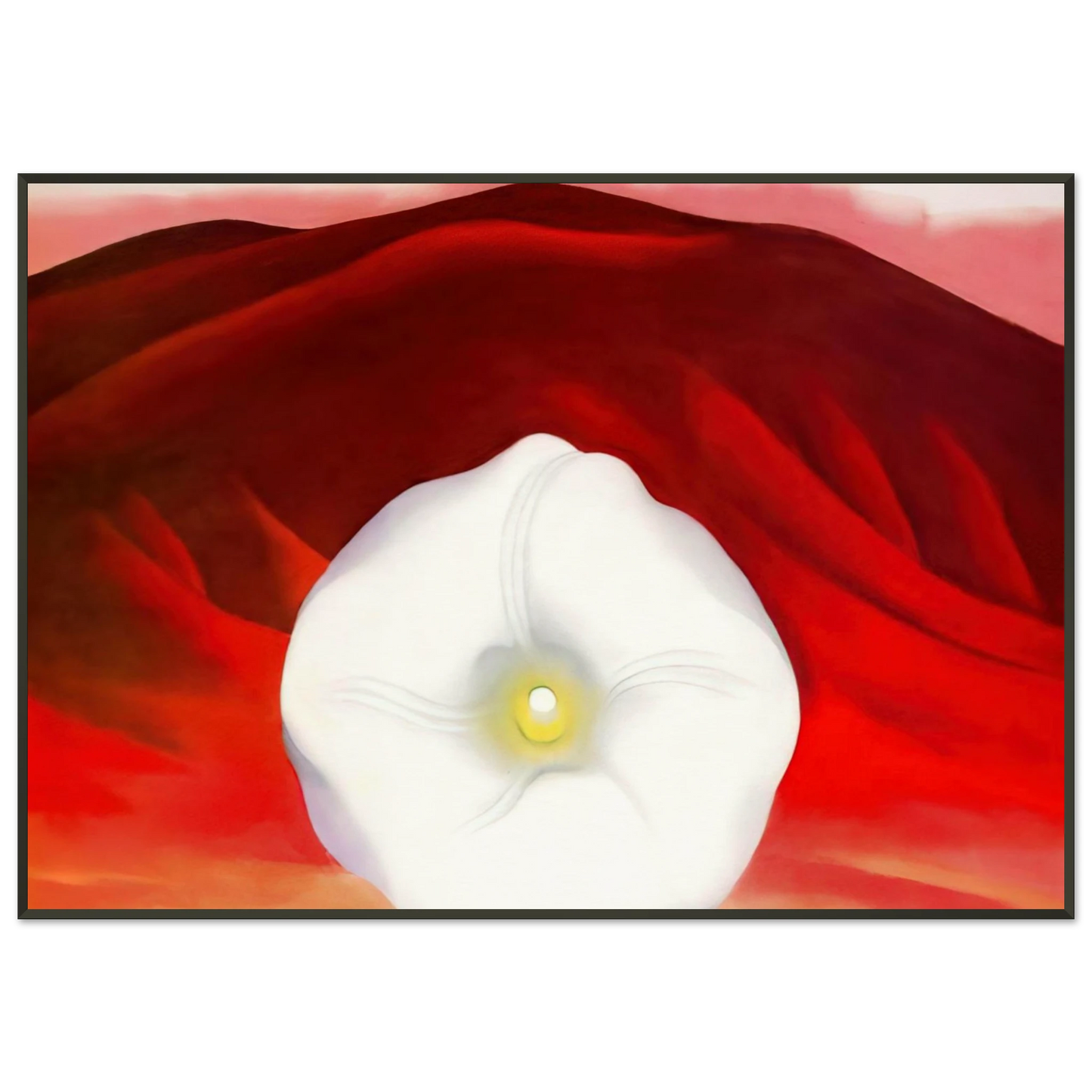 Georgia OKeeffe  Red hills and white flower Framed Art Print  - Aluminum Frame - 21x29.7 cm / 8x12"
