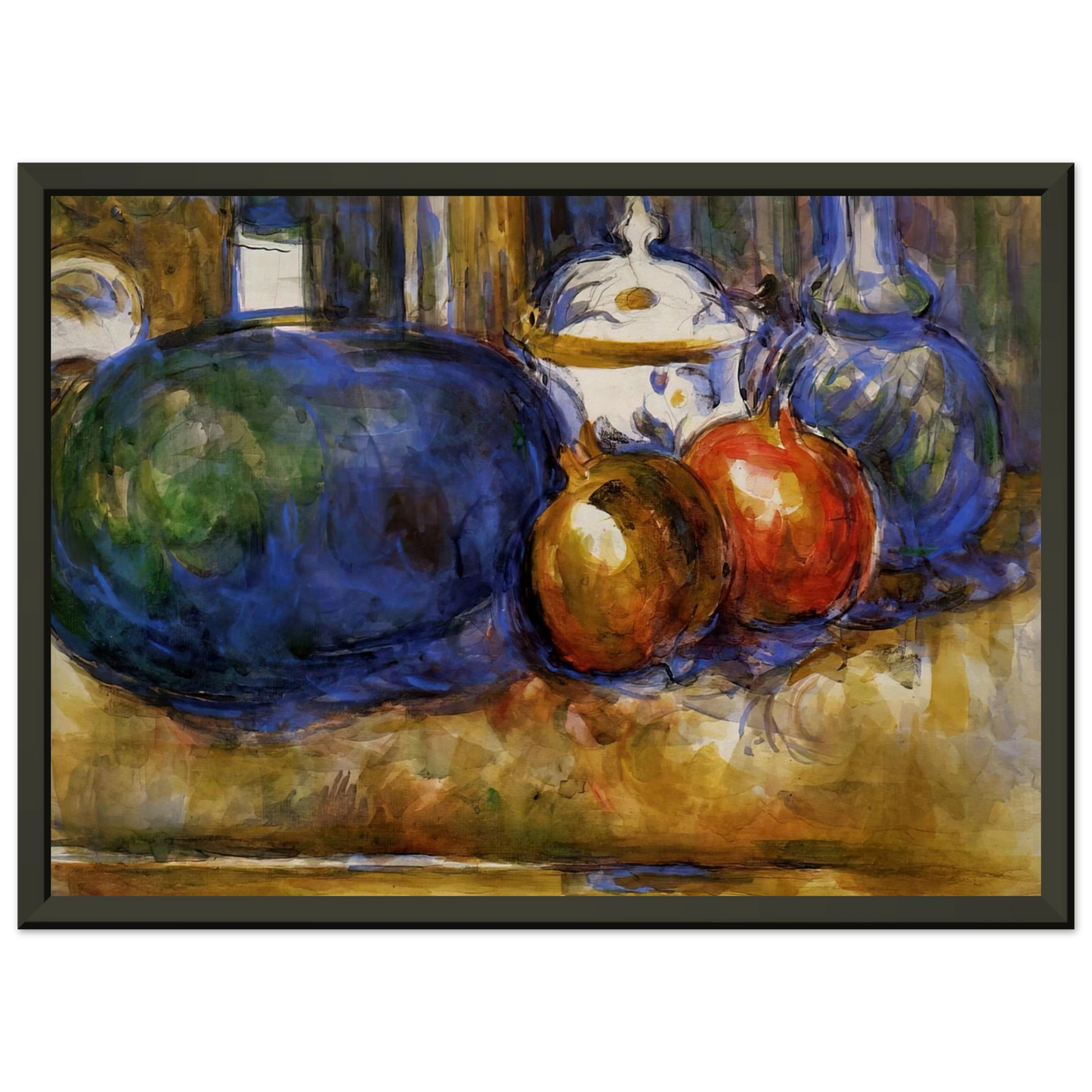Paul Cezanne  Still Life with Watermelon and Pemegranates Framed Art Print  - Aluminum Frame - 70x100 cm / 28x40 inches