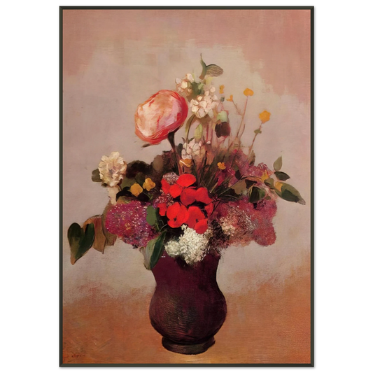 Odilon Redon  FLOWERS IN AA BROWN VASE Framed Art Print  - Aluminum Frame - 21x29.7 cm / 8x12"