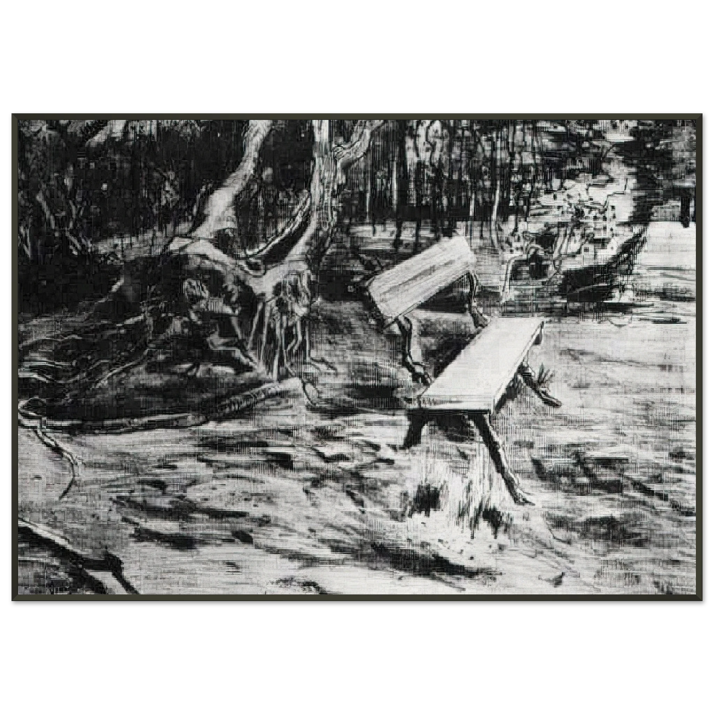 Vincent van Gogh  Bench in a Wood Framed Art Print  - Aluminum Frame - 21x29.7 cm / 8x12"