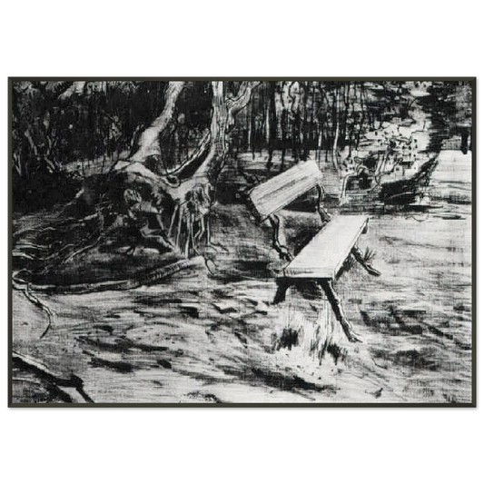 Vincent van Gogh  Bench in a Wood Framed Art Print  - Aluminum Frame - 21x29.7 cm / 8x12"