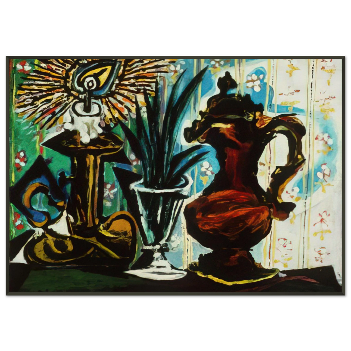 Pablo Picasso  Still life with candle Framed Art Print  - Aluminum Frame - 21x29.7 cm / 8x12"
