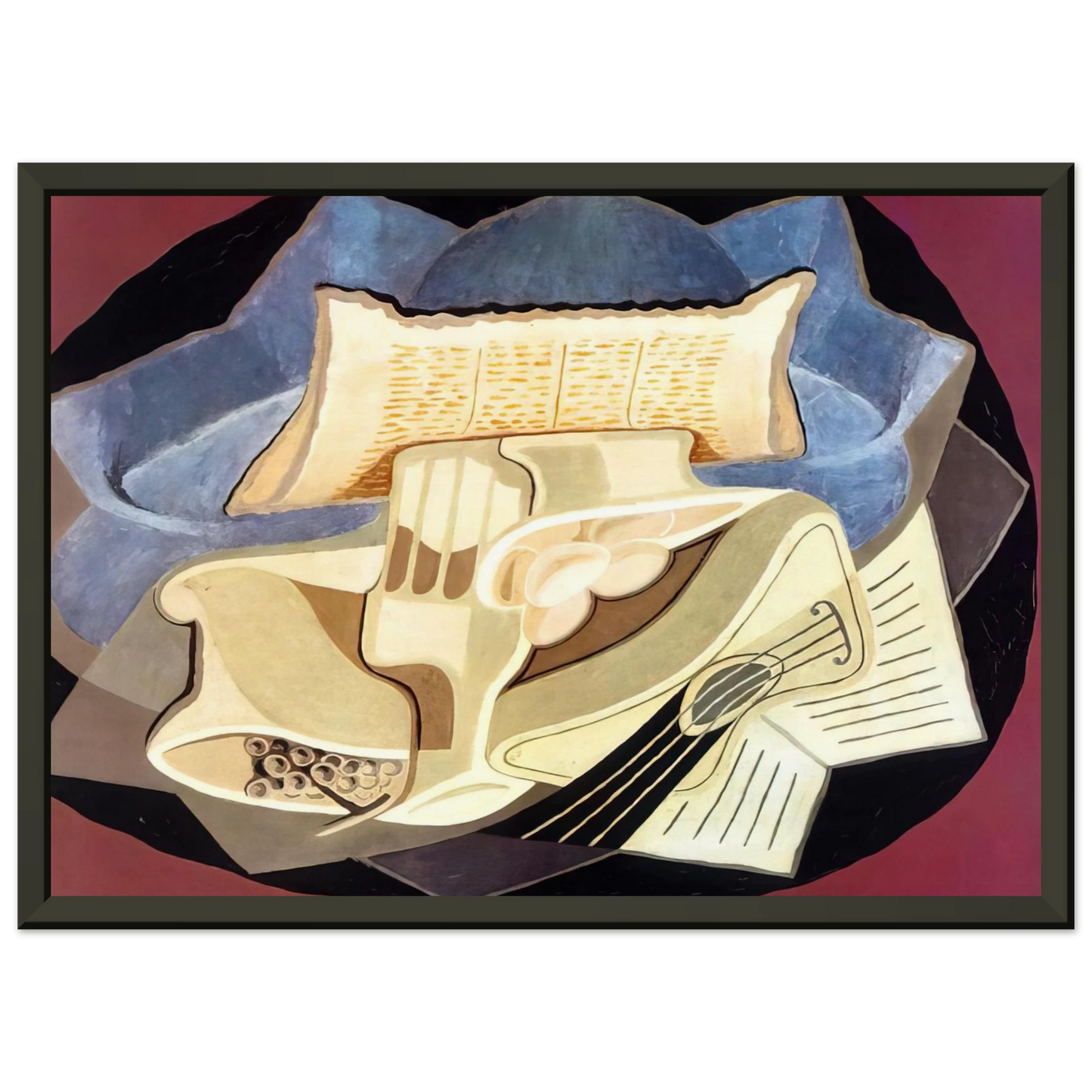 Juan Gris  THE BLUE CLOTH 1925 Framed Art Print  - Aluminum Frame - 70x100 cm / 28x40 inches