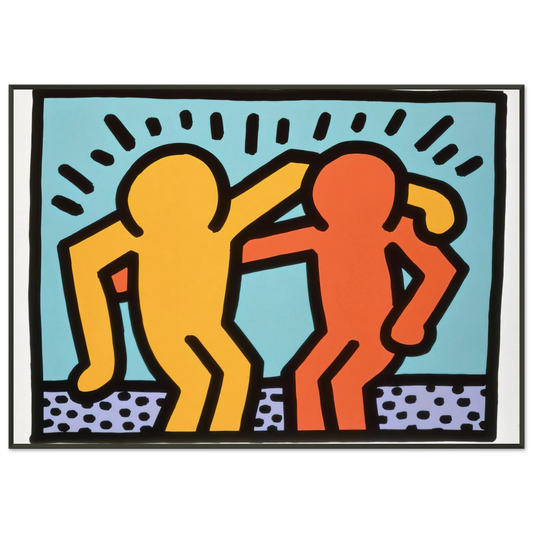 Keith Haring  BEST BUDDIES 1990 Framed Art Print  - Aluminum Frame - 21x29.7 cm / 8x12"