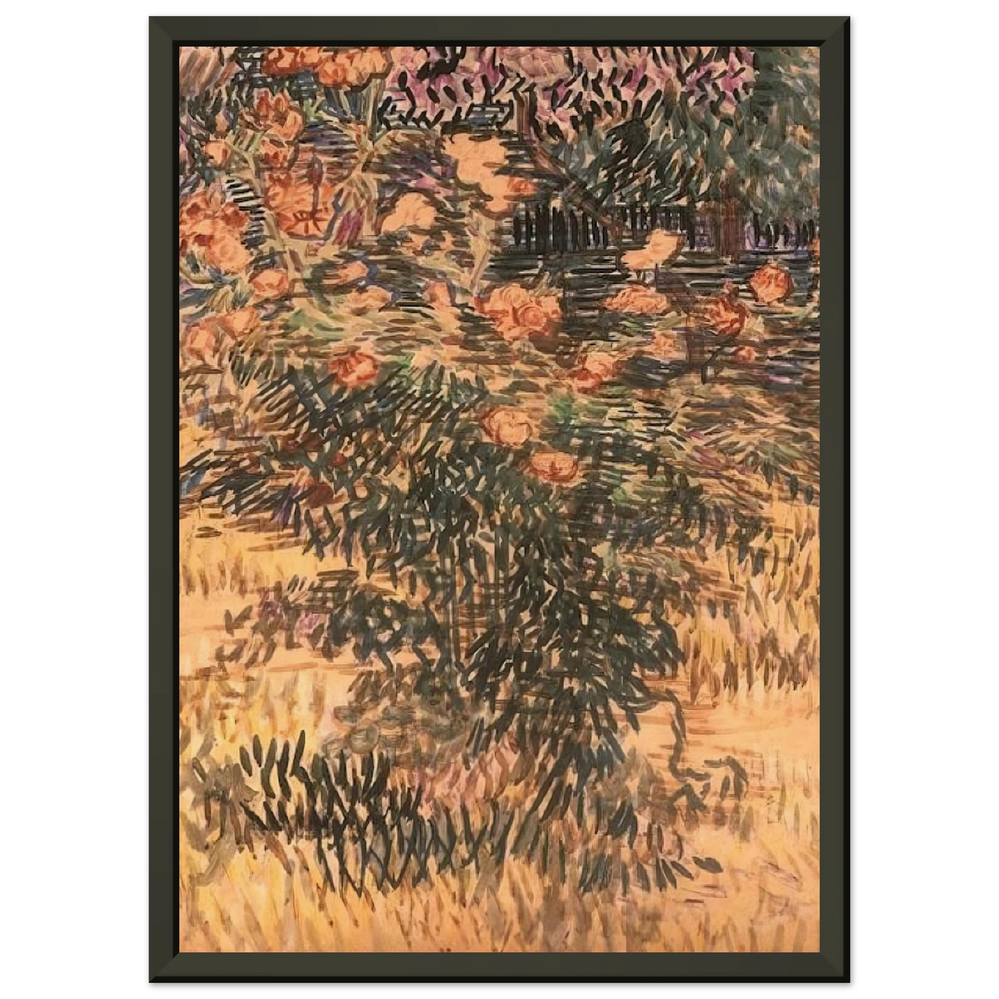 Vincent van Gogh  Oleanders the Hospital Garden at SaintRemy Framed Art Print  - Aluminum Frame - 60x80 cm / 24x32 inches