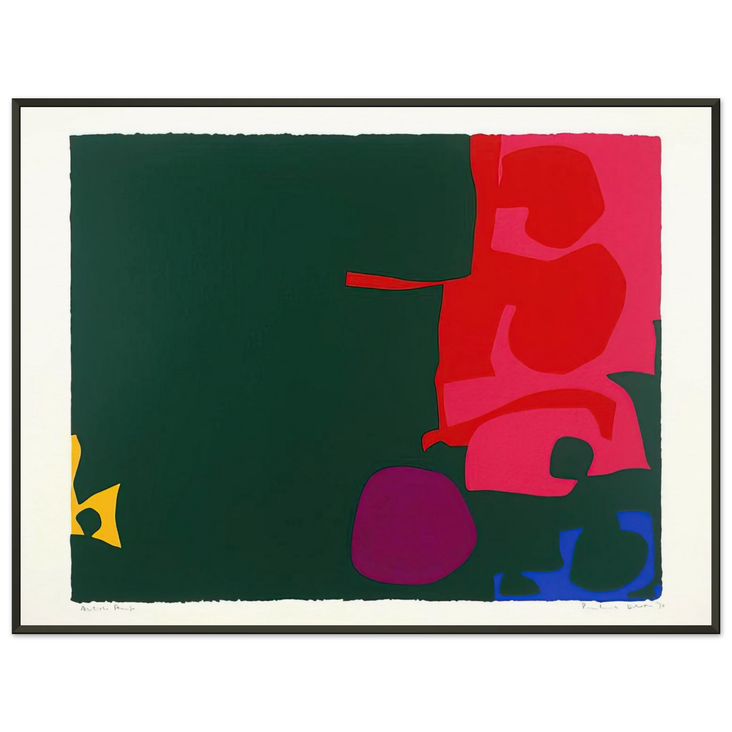 Patrick Heron  Interlocking Scarlet and Pink in Deep Green  1970 Framed Art Print  - Aluminum Frame - 40x50 cm / 16x20 inches