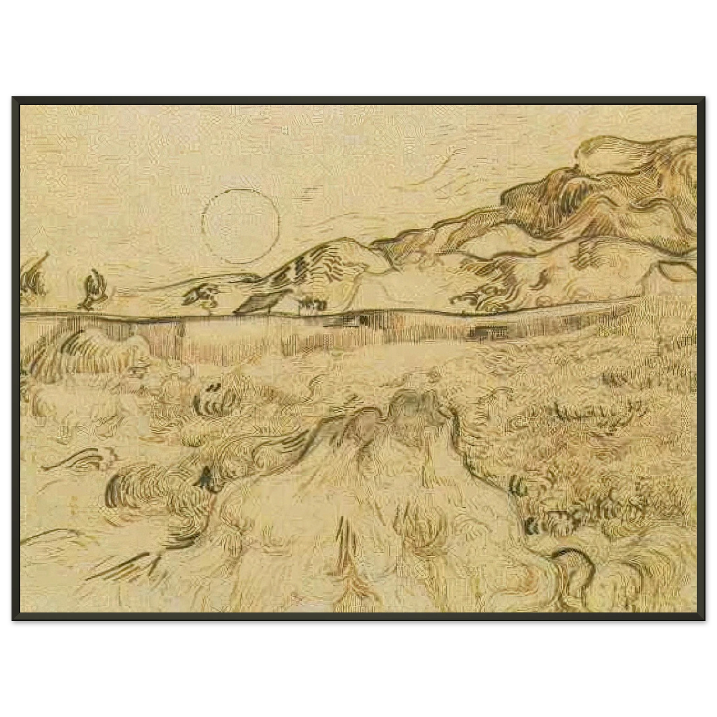 Vincent van Gogh  Enclosed Wheat Field with Reaper Framed Art Print  - Aluminum Frame - 60x80 cm / 24x32 inches