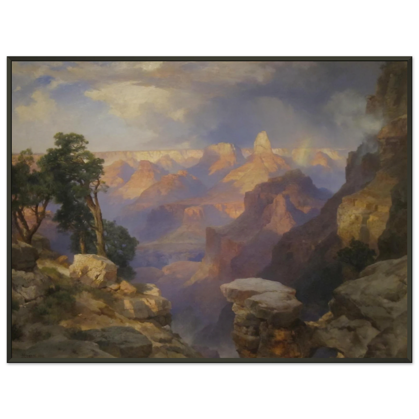Thomas Moran  Grand Canyon with Rainbow Framed Art Print  - Aluminum Frame - 70x100 cm / 28x40 inches