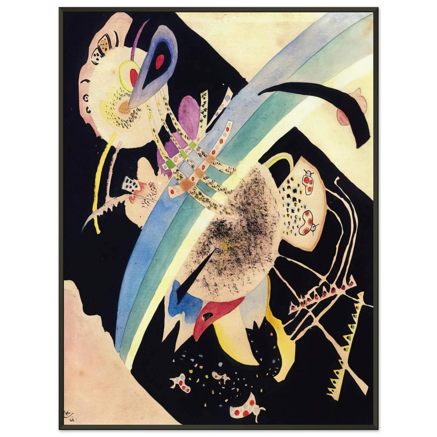 Wassily Kandinsky  STUDY FOR CIRCLES ON BLACK 1921 Framed Art Print  - Aluminum Frame - 60x80 cm / 24x32 inches
