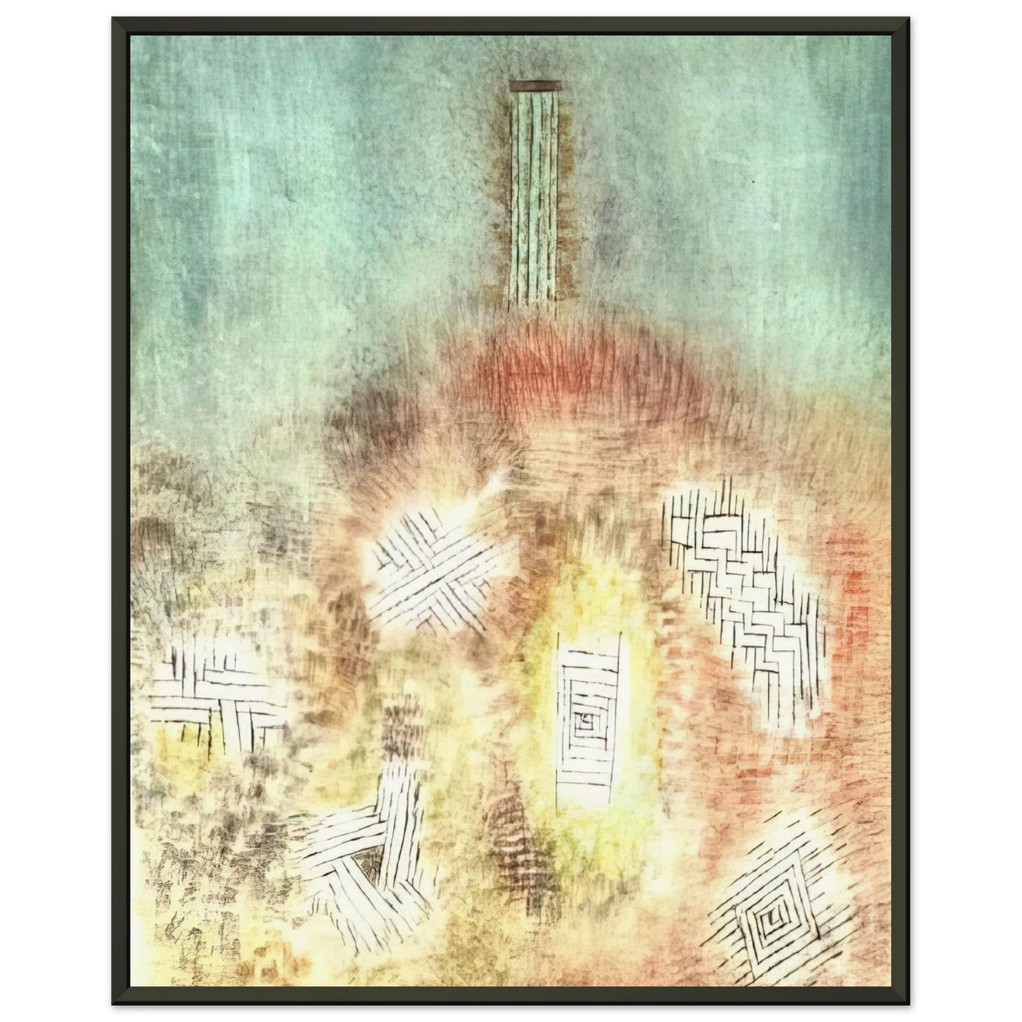 Paul Klee  THE COLUMN 1926 Framed Art Print  - Aluminum Frame - 40x50 cm / 16x20 inches